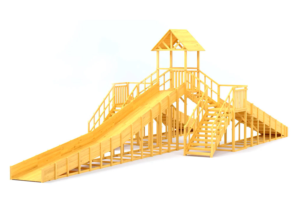 Зимняя горка деревянная Cавушка Зима Wood 11, скат h  = 2,7 м СВ-55