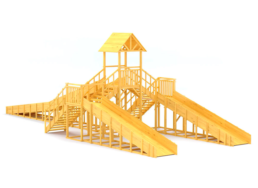 Зимняя горка деревянная Cавушка Зима Wood 11, скат h  = 2,7 м СВ-55