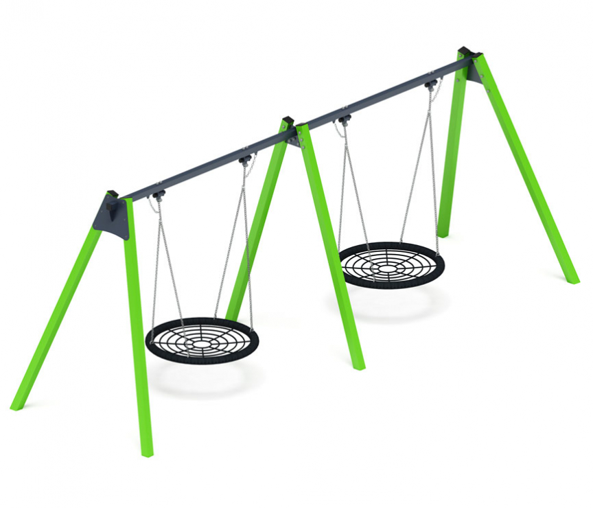 Качели-гнездо для детской площадки металлические двухместные, цвет зеленый СК-235