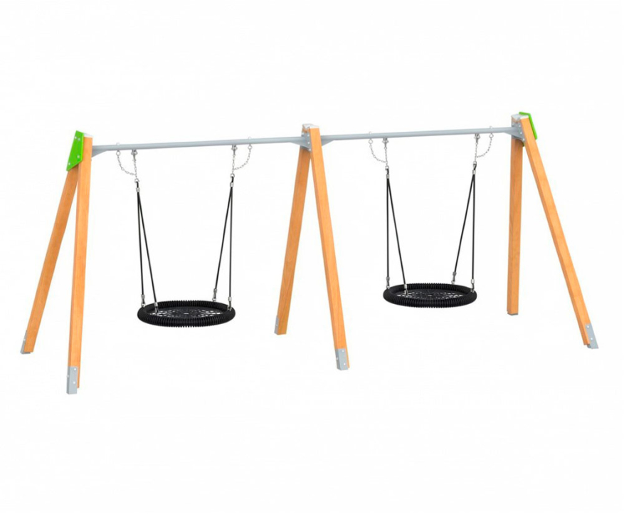 Качели на брусе «2 гнезда» двойные, качели-гнездо АФ-615