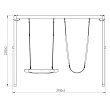 Деревянные двойные качели для дачи, гнездо + гибкие OG-39