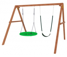 Деревянные двойные качели для дачи, гнездо + гибкие OG-39