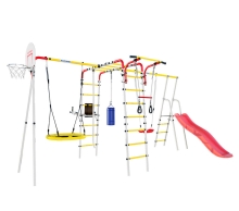 Детский спортивный комплекс для дачи "Фитнес" с 2-я качелями и горкой РА769