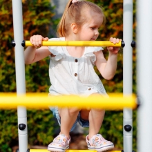 Спортивный комплекс для дачи "Фитнес" + качели-лодка, желтый/серый РА87