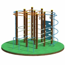 Спортивный комплекс для улицы с канатом и гимнастическими кольцами У51