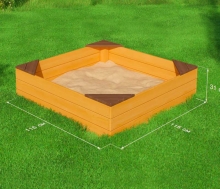 Песочница с защитным покрытием 1,15 х 1,15 м с угловыми элементами VT515