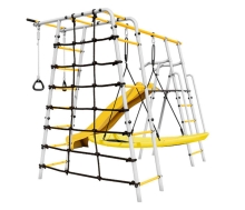 Детский спортивный комплекс для дачи "Богатырь MAX" + качели-лодка, цвет серый/желтый  РА112