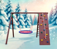 Уличный комплекс с качелями-гнездо 100см и скалодромом Karussell KR12