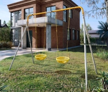 Качели двойные Сетка Romana, цвет серый/жёлтый VT-541