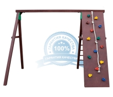 Уличный комплекс с качелями-гнездо 100см и скалодромом Karussell KR12