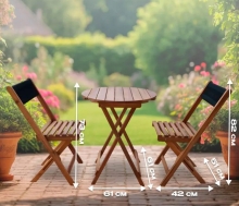 Набор садовой мебели из акации, круглый стол и 2 стула ОГ-69