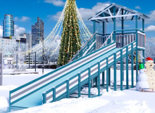 Зимняя горка деревянная Зима, скат h = 1,25 м (серый индиго) СВ-42