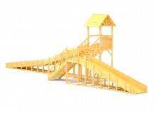 Зимняя горка деревянная Cавушка Зима Wood 9/3, скат h1 = 1,9 м, h2 = 2,7 м СВ-53
