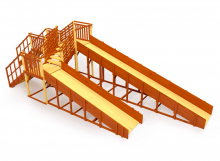 Зимняя горка деревянная Cавушка Зима 7/5 , скат h1 = 1,5 м, h2 = 2,3 м (махагон/cосна) СВ-54