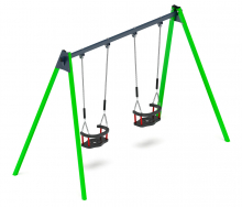Качели для детской площадки металлические двухместные, цвет зеленый СК-234