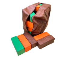 Мягкая модульная Дженга 30 брусков 30*10*10  см, цвет коричневый/оранжевый/салатовый ЛА677