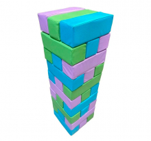 Гигантская мягкая модульная Дженга 45 брусков 50*15*10 см, цвет голубой/св.сиреневый/салатовый ЛА674