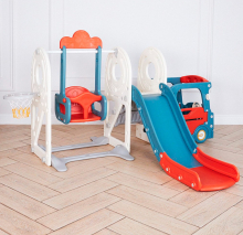 Игровой комплекс горкой и качелями UNIX Kids "Супер Автобус", цвет красный UN-07