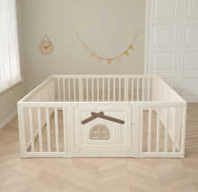 Большой детский игровой манеж UNIX Kids "Классический домик на дереве", размер 180 x 200 см, цвет бежевый UN-15