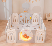 Манеж детский "Делюкс" с баскетбольным кольцом и ковриком, размер 150x180 cм, цвет серый UN-23