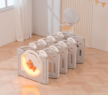 Манеж детский "Делюкс" с баскетбольным кольцом и ковриком, размер 180x200 cм, цвет серый UN-23