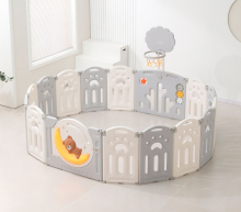 Манеж детский "Делюкс" с баскетбольным кольцом и ковриком, размер 180x200 cм, цвет серый UN-23