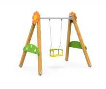 Качели на брусе «Цветочные» одинарные, подвес на выбор АФ-613