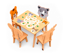 Комплект детской мебели "Pet Collection", 4 стула и стол 80*60*50 см , фанера IKC124