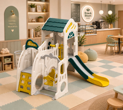 Игровой комплекс UNIX Kids "Игровой домик" с горкой и качелями UN-04
