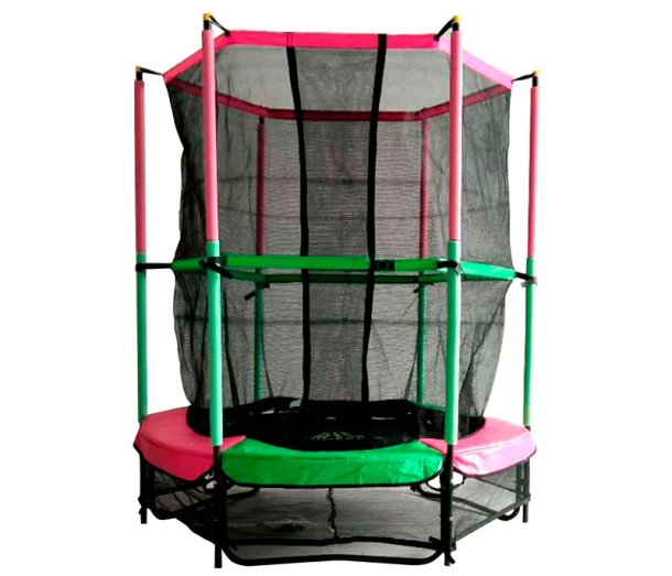 Батут для детей с сеткой JUMP KIDS D=137 см зелено-розовый DR-305