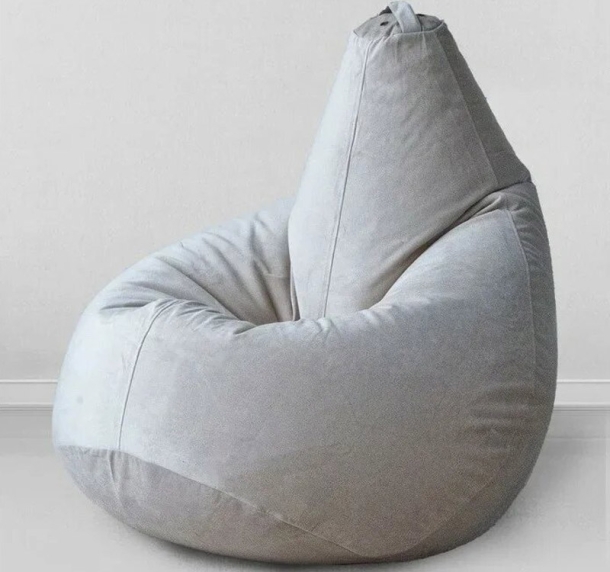 Кресло-мешок для детей Груша, серый, кожзам ЛА45