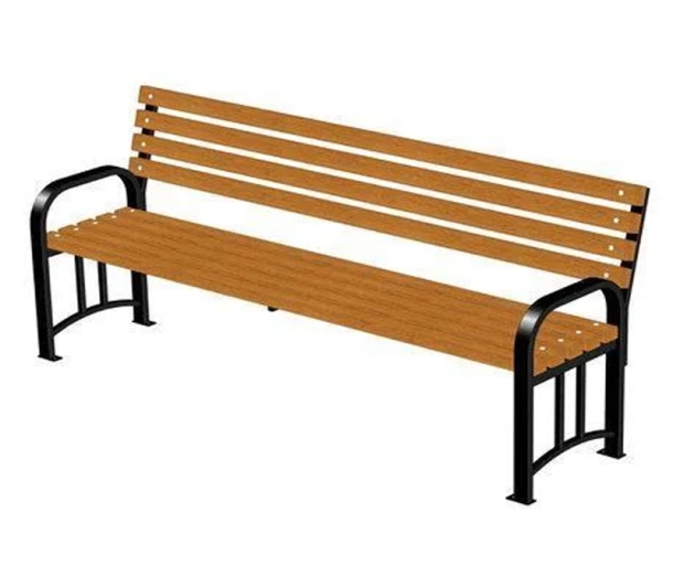 Скамья парковая из дерева на метал. каркасе 2м со спинкой Модель 3 ДЛ134