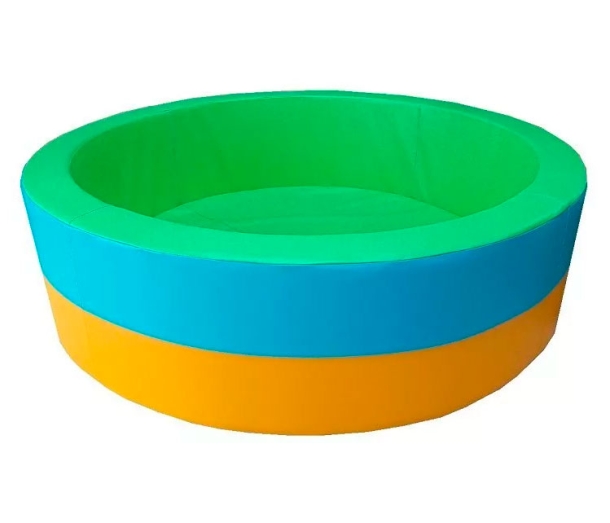 Cухой бассейн круглый полосатый, H40, D130-200 см, салатовый/голубой/желтый ЛА503