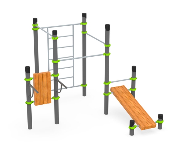 Спортивный комплекс со скамьей и брусьями АФ-555