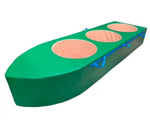 Мягкая модульная "Лодочка" для эстафеты для 3 человек, длина 200 см, цвет зеленый ЛА637