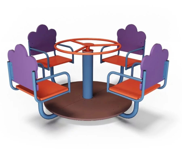 Карусель "Фрукты" для детской площадки с 4-мя сиденьями и рулем  ДВ102