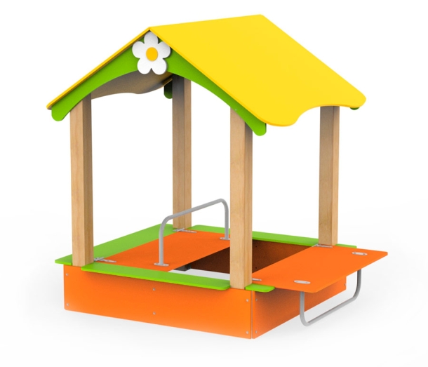 Песочница с крышкой и навесом "Ромашка"170*150 см АФ-82