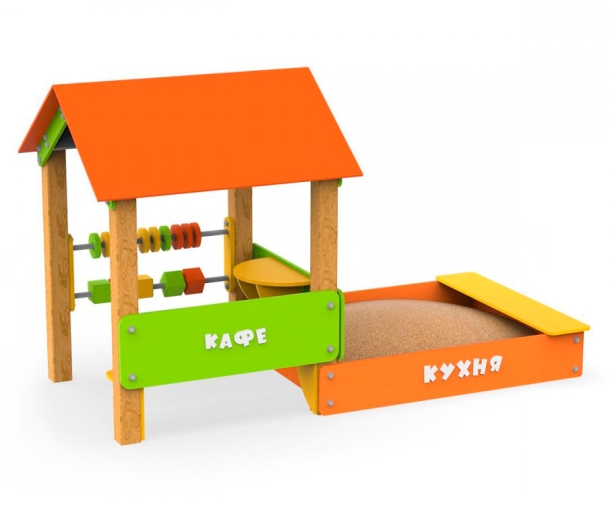  Игровой домик с песочницей для детской площадки "Кафе" АФ-35