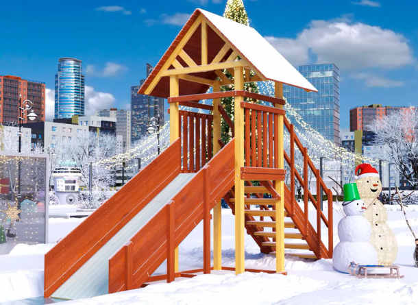 Зимняя горка деревянная Cавушка Зима 5, скат h = 1,5 м СВ-51