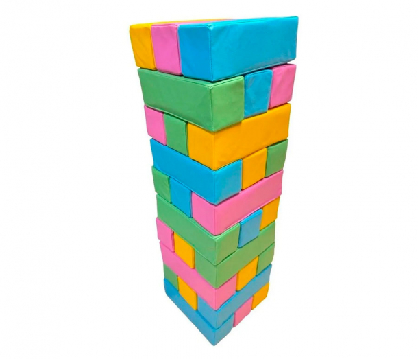 Гигантская мягкая модульная Дженга 45 брусков 50*15*10 см, цвет салатовый/голубой/розовый/желтый ЛА668