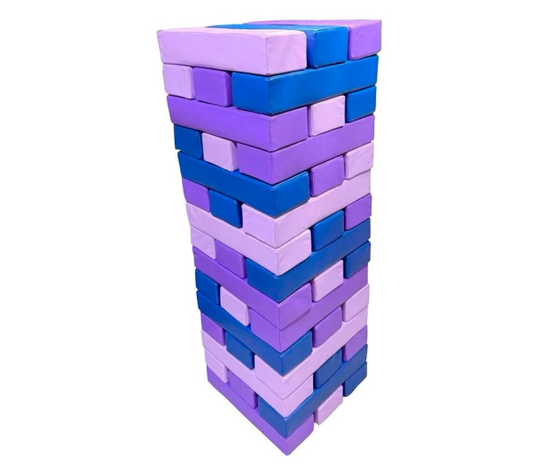 Гигантская мягкая модульная Дженга 45 брусков 50*15*10  см, цвет синий/сиреневый/св.сиреневый ЛА684