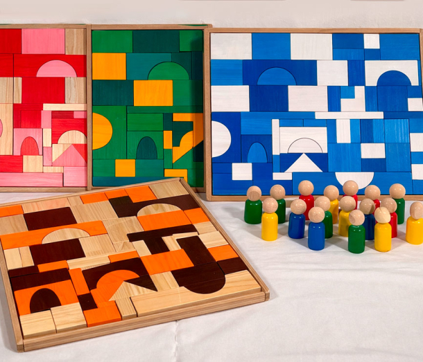 Цветной деревянный напольный конструктор НЛ145