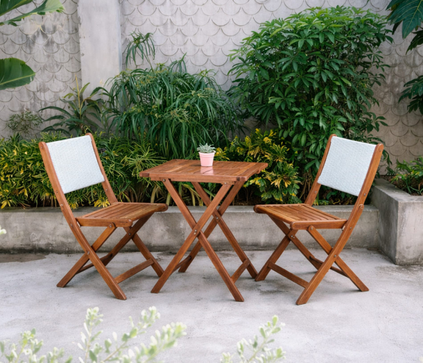 Набор садовой мебели из акации, 2 стула и столик ОГ-83