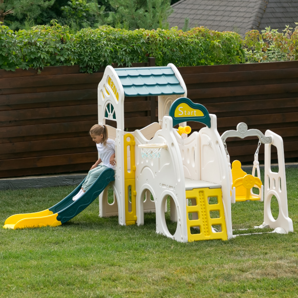 Игровой комплекс UNIX Kids "Игровой домик" с горкой и качелями