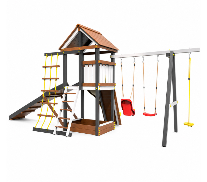 Детская площадка «Ультра»  с двойными качелями, горкой 4 м и скалодромом LT-37